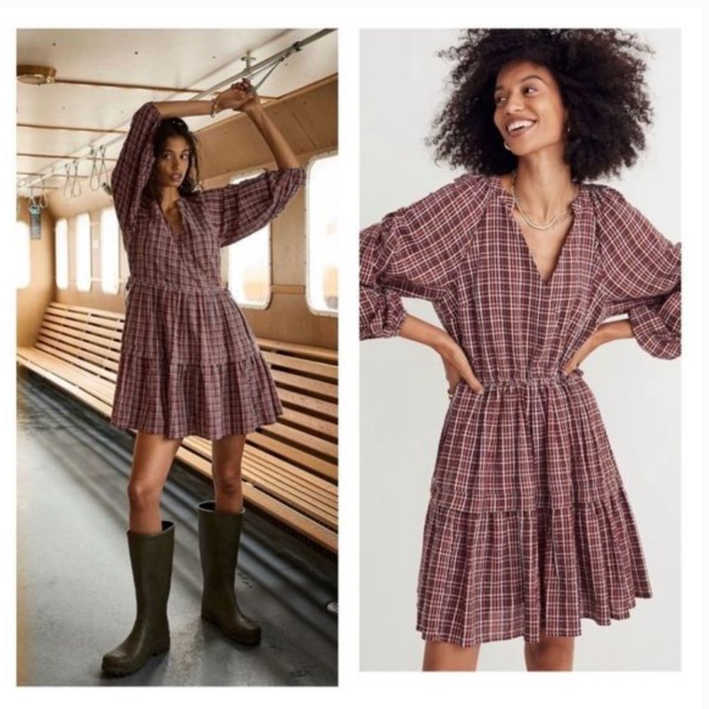 Like new Madewell Seersucker Wrap Mini Dress, size Small